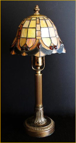 Title: Antique Lighting Calgary - Description: Early 1900s boudoir lamp with stained glass dome shade.