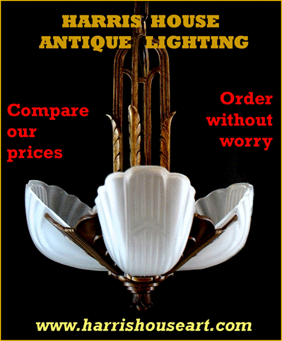 Title: Antique Lighting - Description: Vintage Lighting from Harris House Antique Lighting shipped to the USA and Canada

Restored and Rewired Perid Lighting