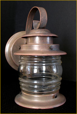 Title: Vintage Porch Lights - Description: Copper "jelly jar" style porch light, one of a pair gone to Minneapolis from Harris House Antique Lighting near Halifax, NS and Vancouver, BC