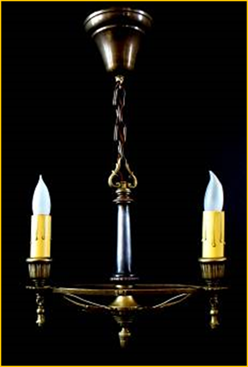 Title: Antique Light Fixture - Description: Two candle style ceiling light fixture, circa 1920.
