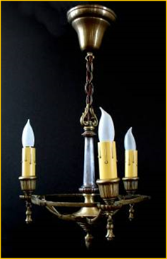 Title: Three Candle Antique Light Fixture - Description: 1920 three candle ceiling fixture, sent to Minneapolis, Minnestota.