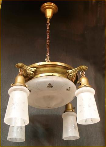 Fully Restored Antique Brass Chandelier